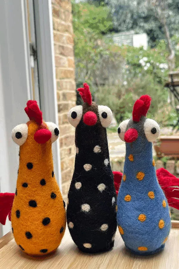 luscious scarves felted friends Pachamama Hand Felted Funky Chickens