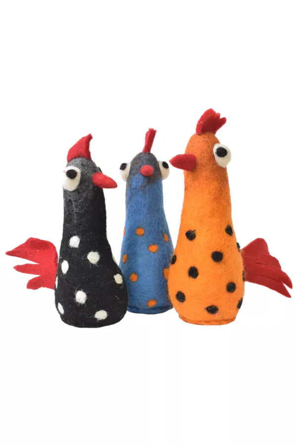 luscious scarves felted friends Pachamama Hand Felted Funky Chickens