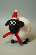 Load image into Gallery viewer, luscious scarves felted friends Pachamama Margaret at Christmas , Hand Felted Sheep
