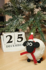 Load image into Gallery viewer, luscious scarves felted friends Pachamama Margaret at Christmas , Hand Felted Sheep

