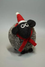 Load image into Gallery viewer, luscious scarves felted friends Pachamama Stuart at Christmas , Hand Felted Sheep
