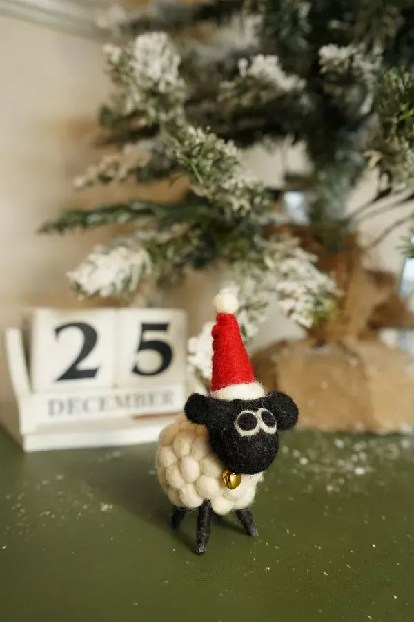 luscious scarves felted friends Pachamama Tessa's First Christmas, Hand Felted Sheep.