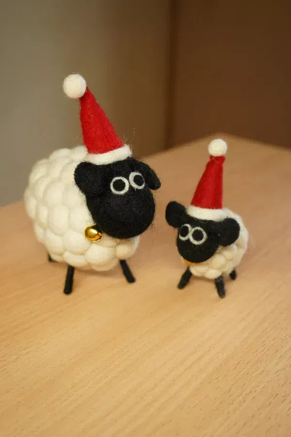 luscious scarves felted friends Pachamama Tessa's First Christmas, Hand Felted Sheep.