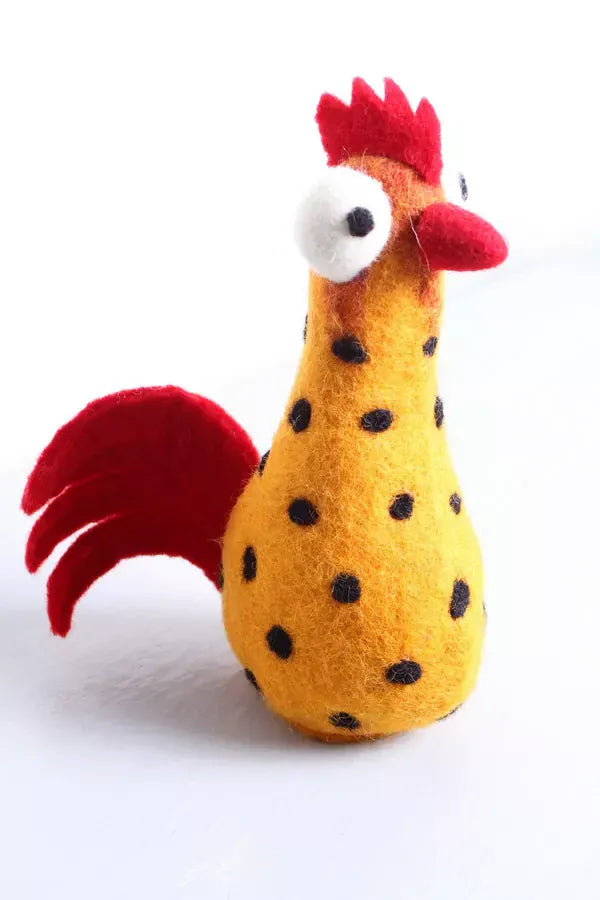 luscious scarves felted friends Yellow Pachamama Hand Felted Funky Chickens