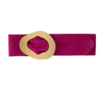 Load image into Gallery viewer, luscious scarves Fuchsia Genuine Italian Suede Leather Wide Belt with Large Brushed Gold Buckle  , Various Colours Available .
