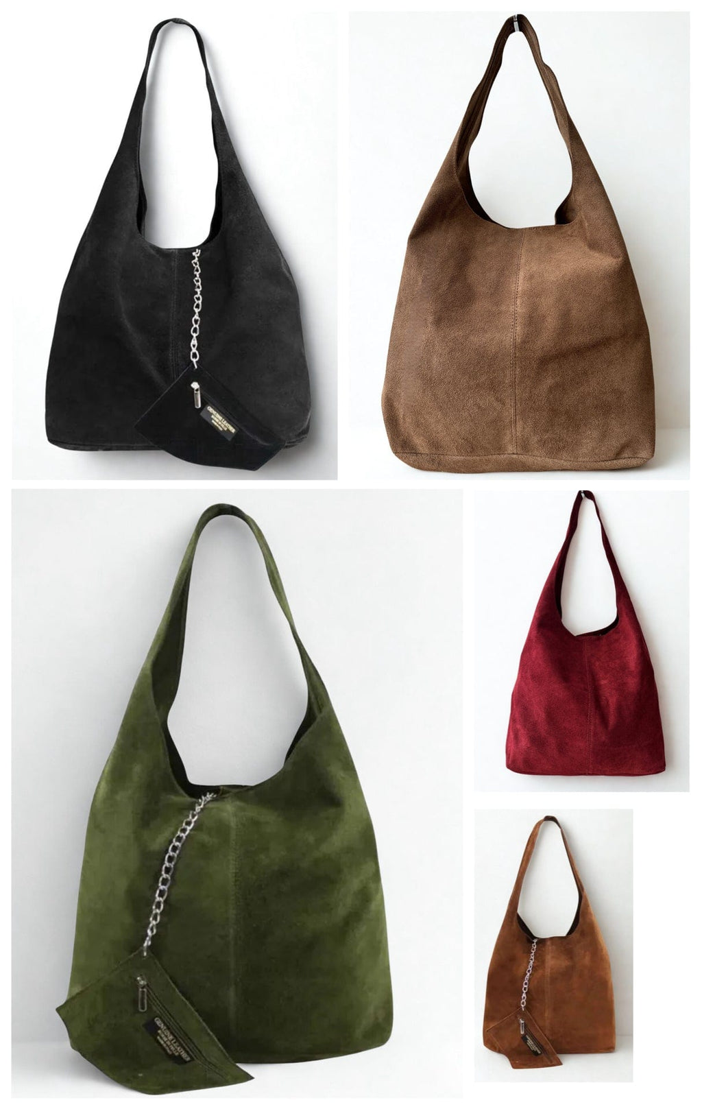 luscious scarves Genuine Italian Suede Slouchy Hobo Bag available in 7 colours .
