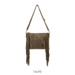 Load image into Gallery viewer, luscious scarves Genuine Suede Leather Shoulder Crossbody Bag with Tassel Fringing .
