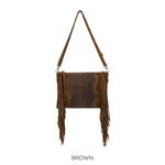 Load image into Gallery viewer, luscious scarves Genuine Suede Leather Shoulder Crossbody Bag with Tassel Fringing .
