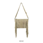 Load image into Gallery viewer, luscious scarves Genuine Suede Leather Shoulder Crossbody Bag with Tassel Fringing .
