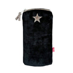 Load image into Gallery viewer, luscious scarves glasses case Black Lua Padded Velvet Star Glasses Purse / Case.
