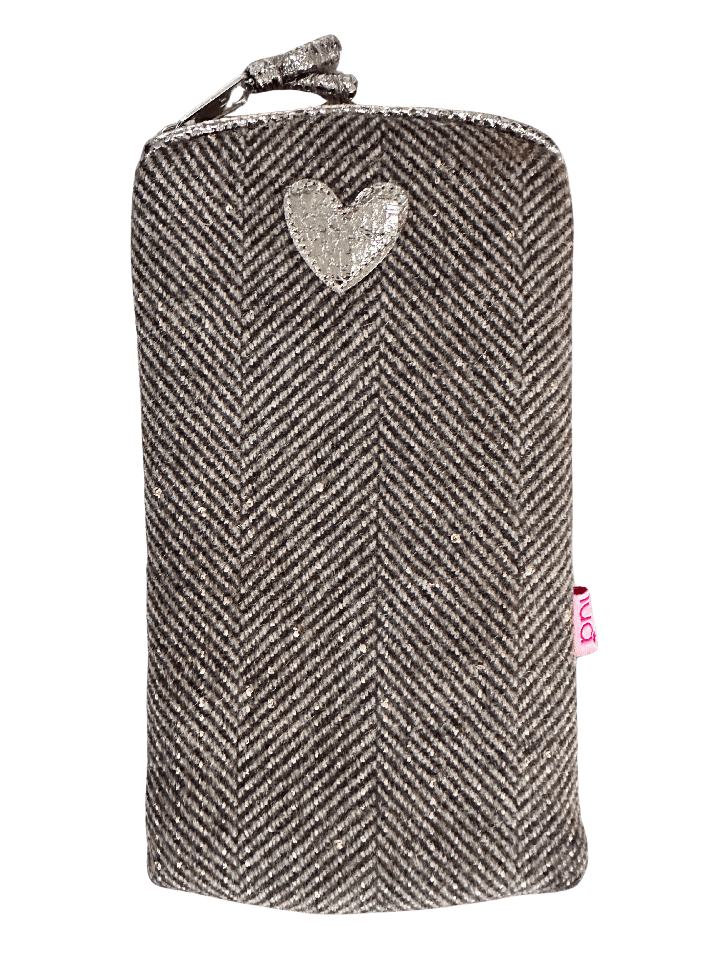 luscious scarves glasses case Brown Lua Herringbone and Sparkle Heart Glasses Purse