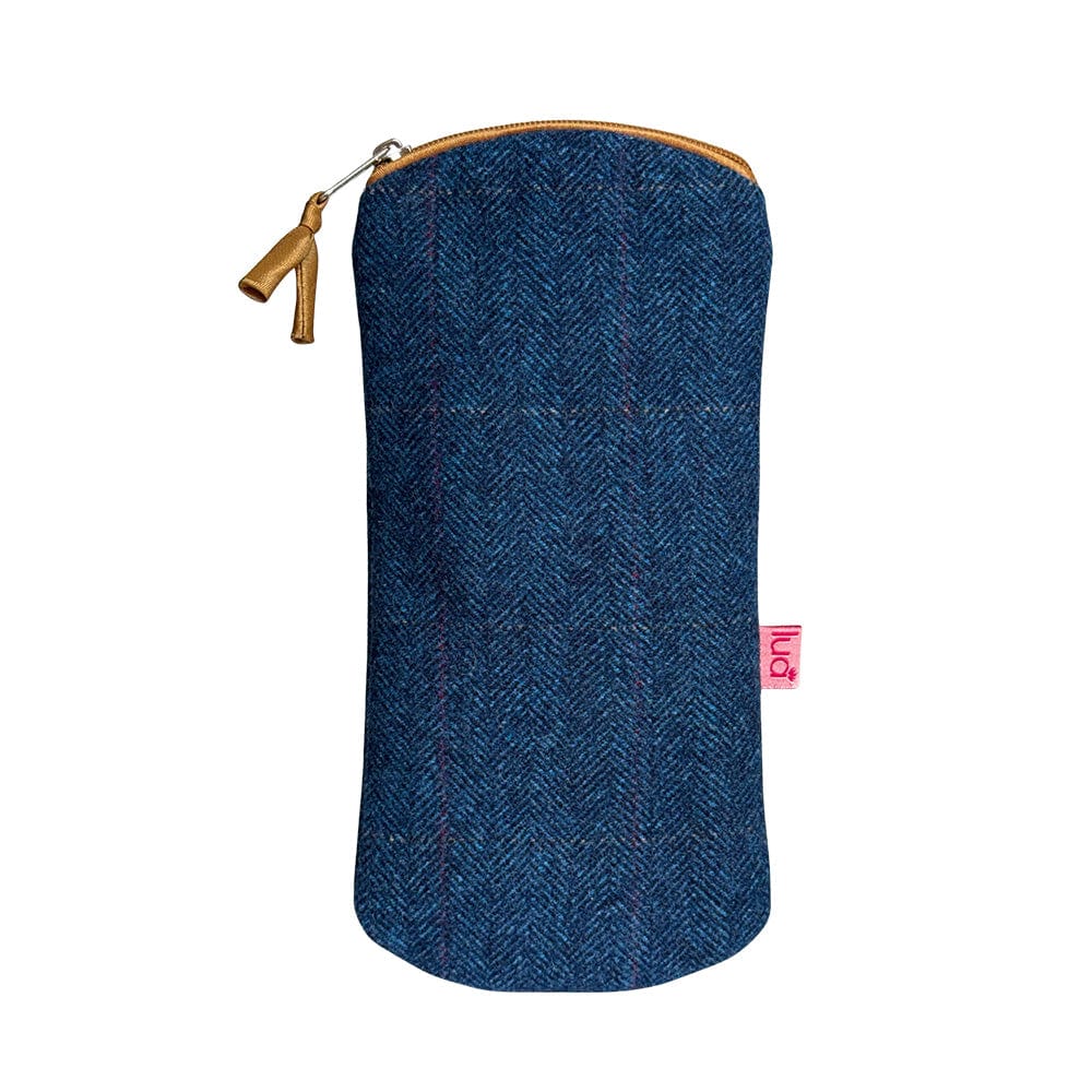 luscious scarves glasses case Dark Denim Blue Lua Herringbone Glasses Purse