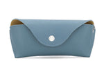 Load image into Gallery viewer, luscious scarves glasses case Denim Blue Italian Leather Glasses Case with Bag Clip

