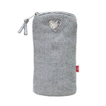 Load image into Gallery viewer, luscious scarves glasses case Grey Lua Herringbone and Sparkle Heart Glasses Purse

