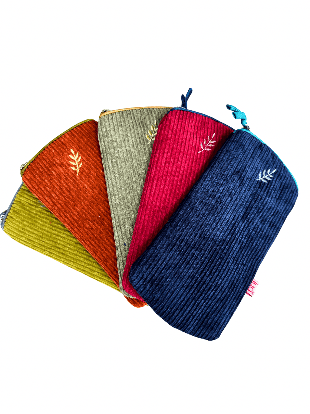 luscious scarves glasses case Lua Corduroy Glasses Purse with a Metallic Embroidered Sprig Design