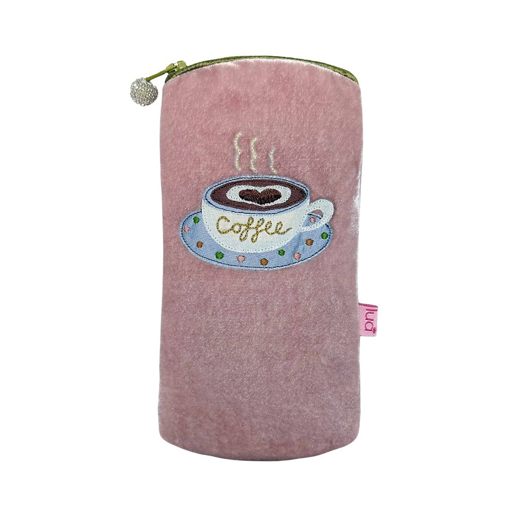 luscious scarves glasses case Lua Cup of Coffee Glasses Purse, Dusky Pink Velvet.