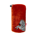 Load image into Gallery viewer, luscious scarves glasses case Lua Deep Orange Velvet Zebra Glasses Case
