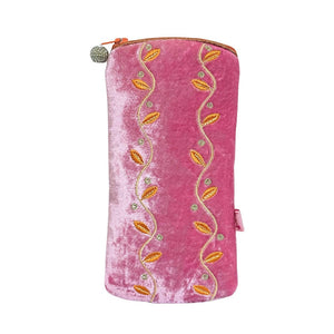luscious scarves glasses case Lua Embroidered Leafy Glasses Purse , Pink and Orange