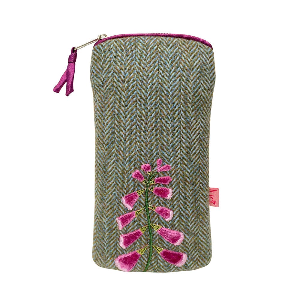 luscious scarves glasses case Lua Green Herringbone Glasses Case with a Foxglove Design .