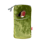 Load image into Gallery viewer, luscious scarves glasses case Lua Green Velvet and Herringbone Embroidered Robin Glasses Purse.

