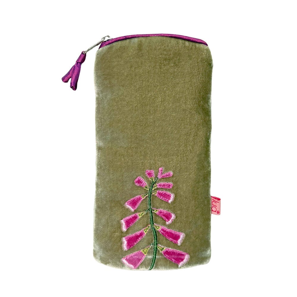 luscious scarves glasses case Lua Green Velvet Glasses Case with a Foxglove Design .