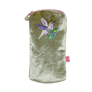 luscious scarves glasses case Lua Green Velvet Hummingbirds Glasses Case