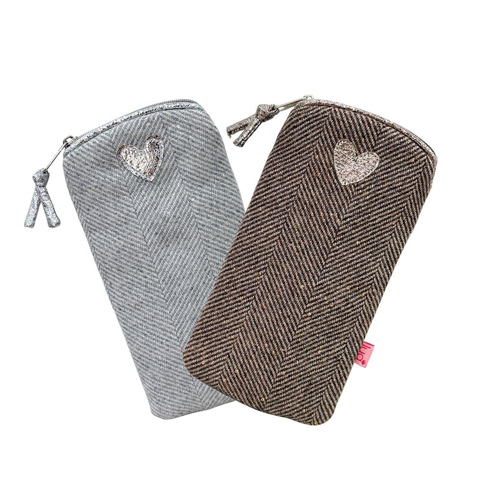 luscious scarves glasses case Lua Herringbone and Sparkle Heart Glasses Purse