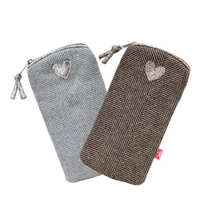 luscious scarves glasses case Lua Herringbone and Sparkle Heart Glasses Purse