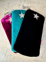 Load image into Gallery viewer, luscious scarves glasses case Lua Padded Velvet Star Glasses Purse / Case.
