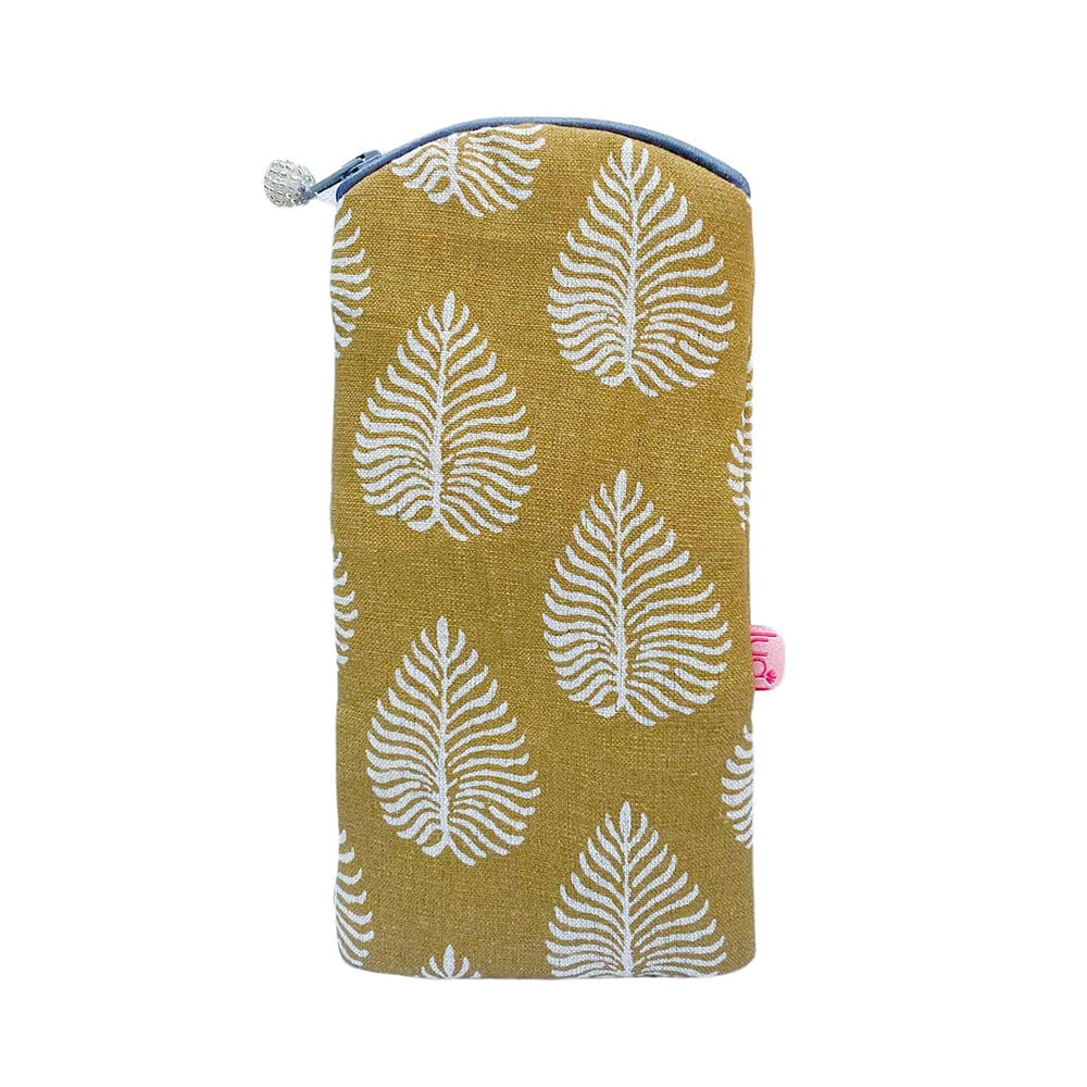 luscious scarves glasses case Lua Printed Glasses Case, Padded , Mustard and Cream Palm Leaf Design