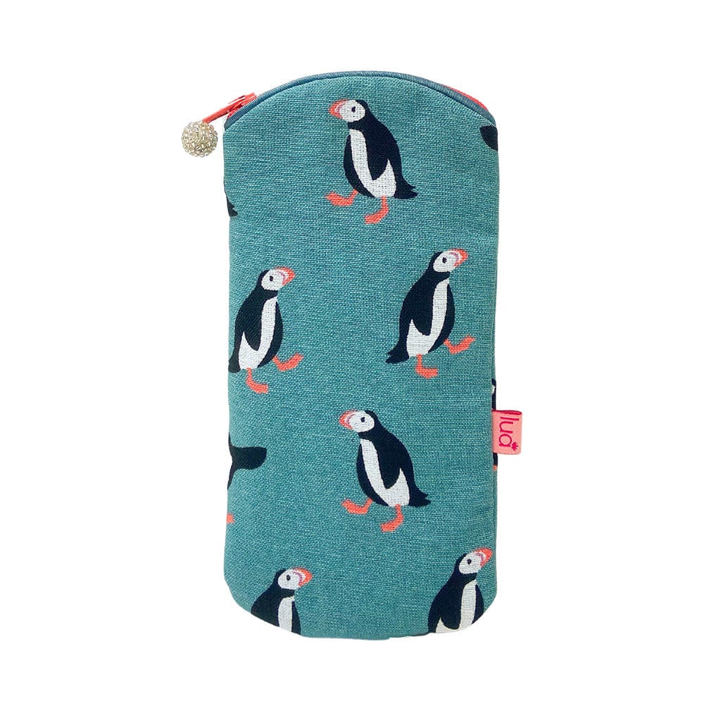 luscious scarves glasses case Lua Printed Glasses Case, Padded , Turquoise Blue Puffin Design