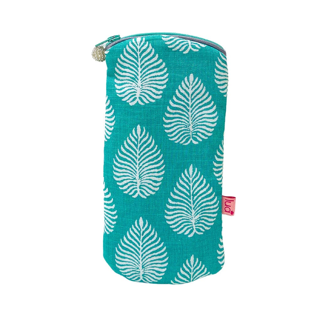 luscious scarves glasses case Lua Printed Glasses Case, Padded , Turquoise with white Palm Leaves Design