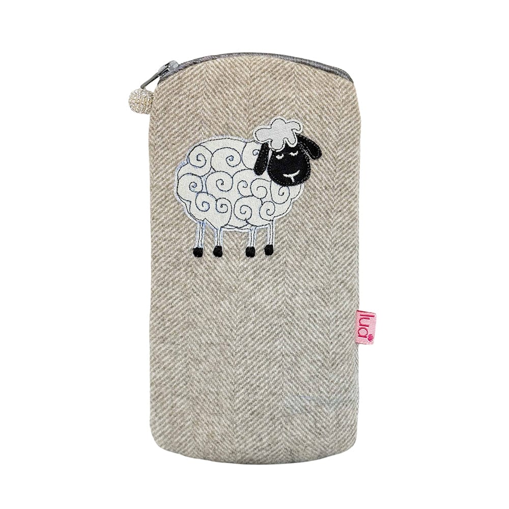 luscious scarves glasses case Lua Sheep Glasses Case , Soft Beige Natural Herringbone