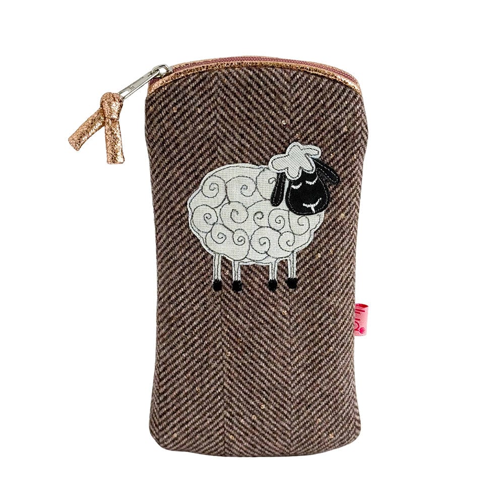 luscious scarves glasses case Lua Sparkly Bronze Herringbone Purse with a Sheep Design.