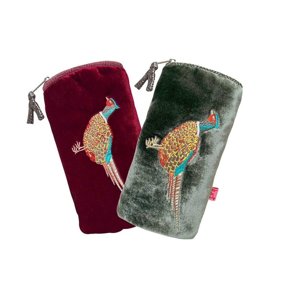 luscious scarves glasses case Lua Velvet Glasses Purse with a Embroidered Pheasant Design.