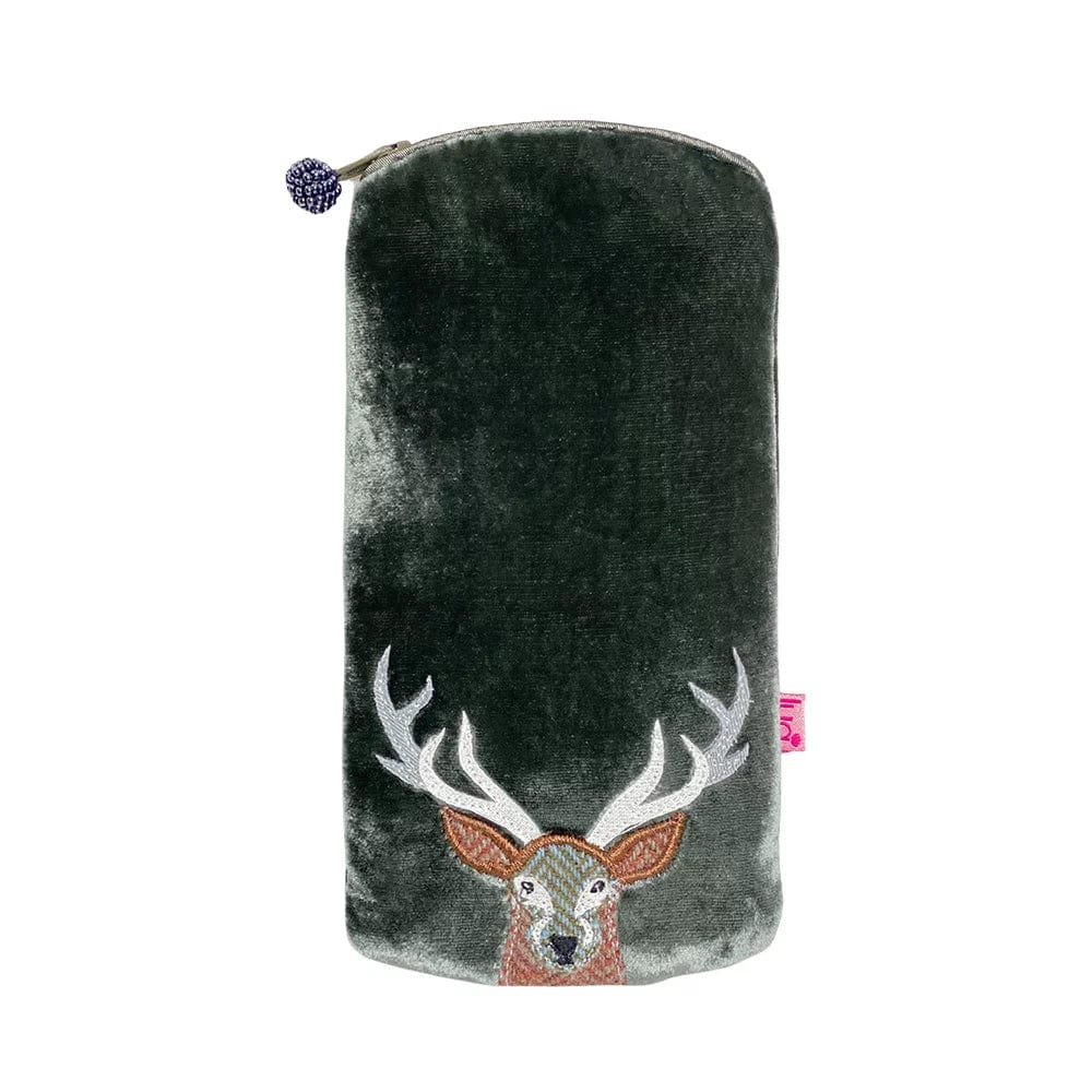 luscious scarves glasses case Lua Velvet Stag Glasses Case / Purse , Dark Green