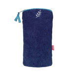 Load image into Gallery viewer, luscious scarves glasses case Navy Lua Corduroy Glasses Purse with a Metallic Embroidered Sprig Design
