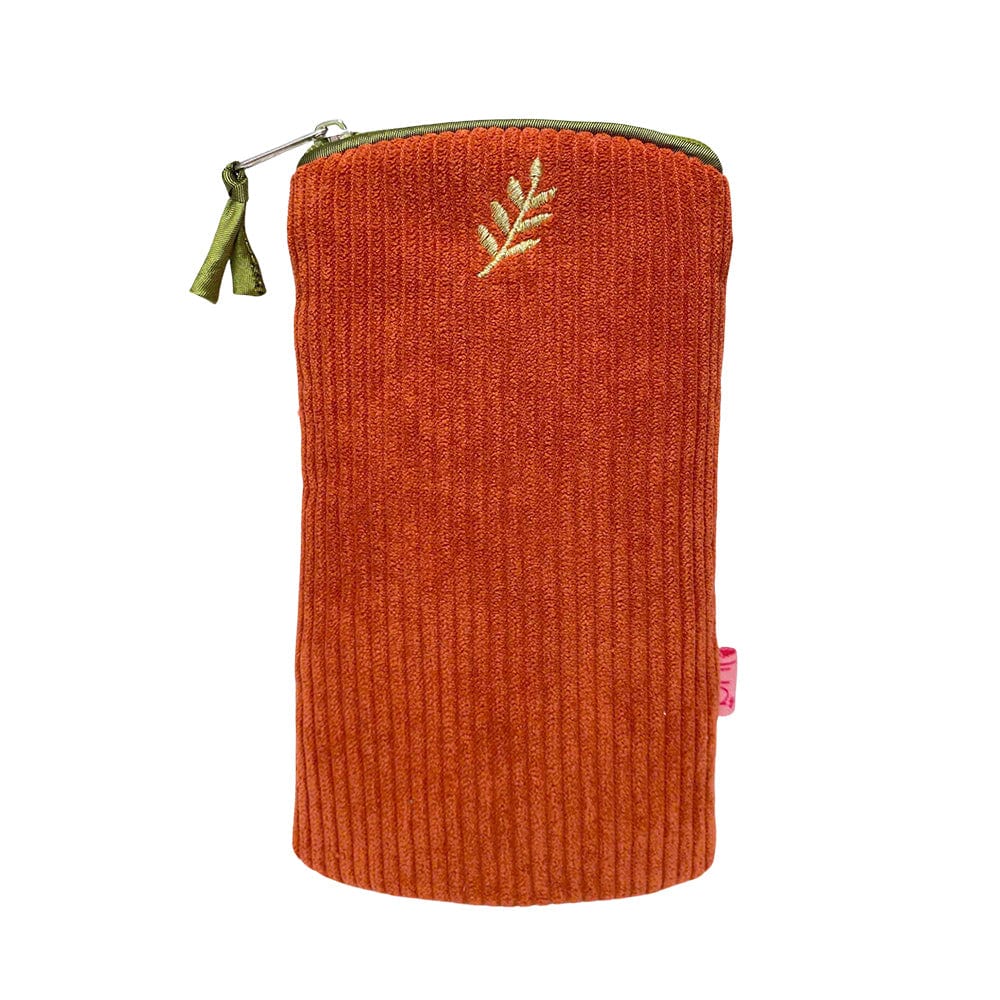 luscious scarves glasses case Rust Lua Corduroy Glasses Purse with a Metallic Embroidered Sprig Design