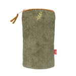 Load image into Gallery viewer, luscious scarves glasses case Sage Green Lua Corduroy Glasses Purse with a Metallic Embroidered Sprig Design
