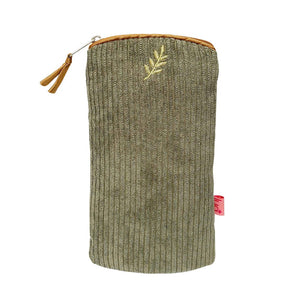 luscious scarves glasses case Sage Green Lua Corduroy Glasses Purse with a Metallic Embroidered Sprig Design