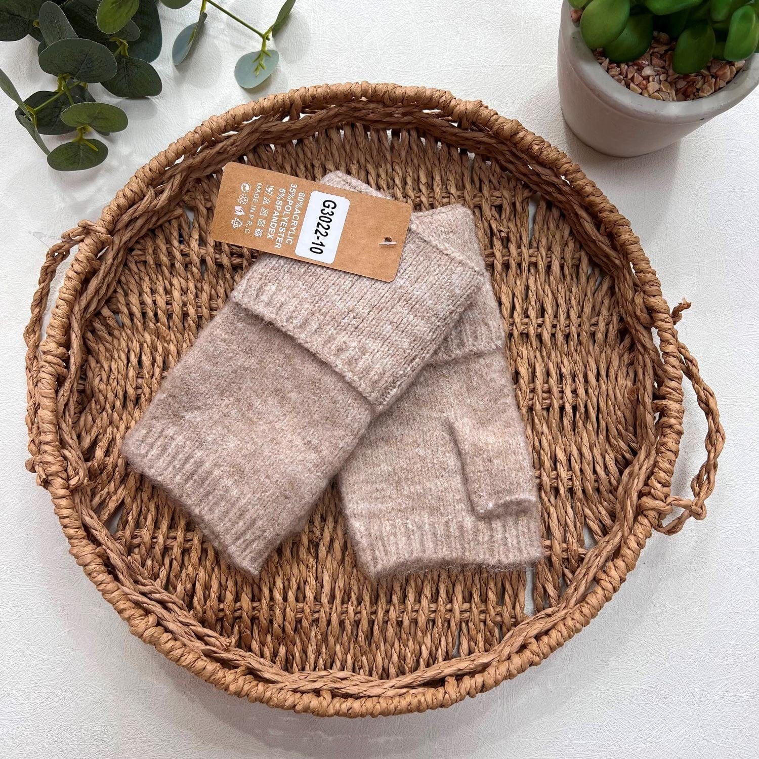 luscious scarves GLOVES Beige Handwarmer Cuff Gloves , Fingerless