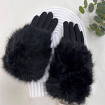Load image into Gallery viewer, luscious scarves GLOVES Black REEVO VELOUR GLOVE WITH FUR WRIST G3072
