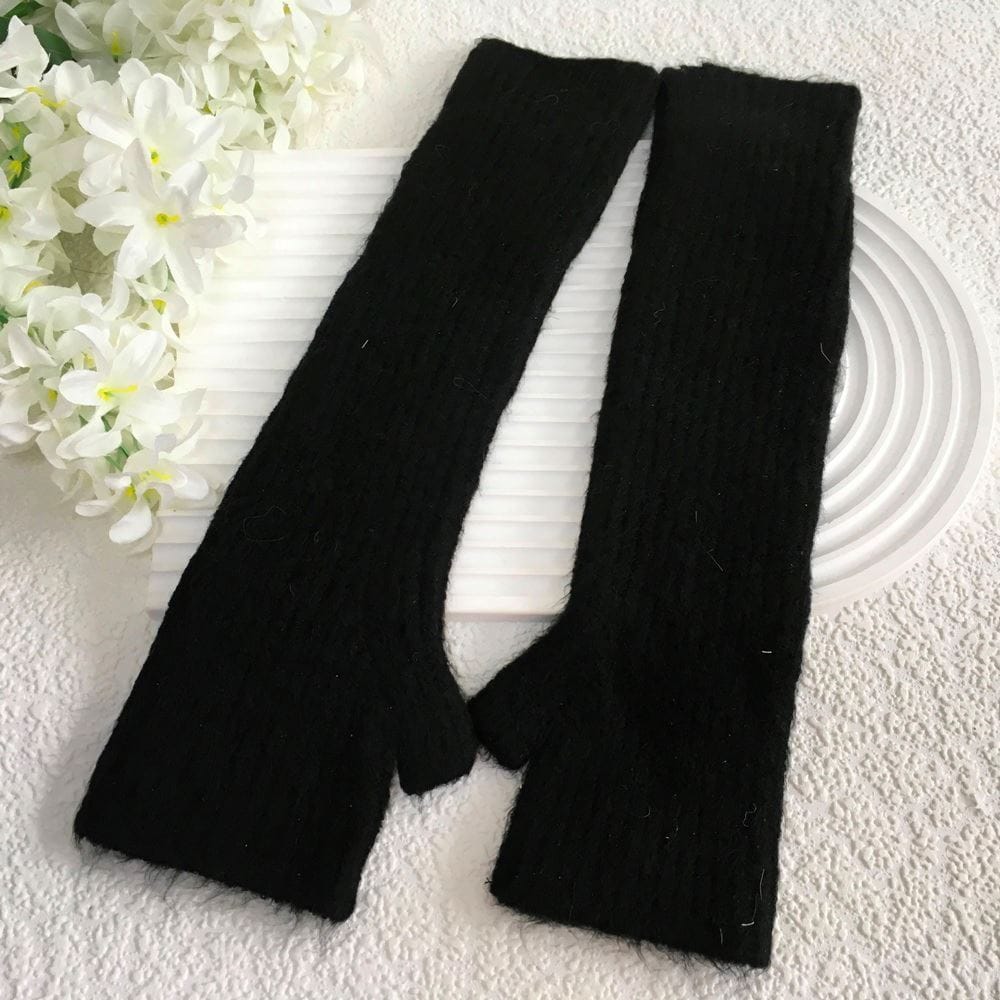 luscious scarves GLOVES Black RIBBED SPARKLE SLEEVE GLOVES G3020