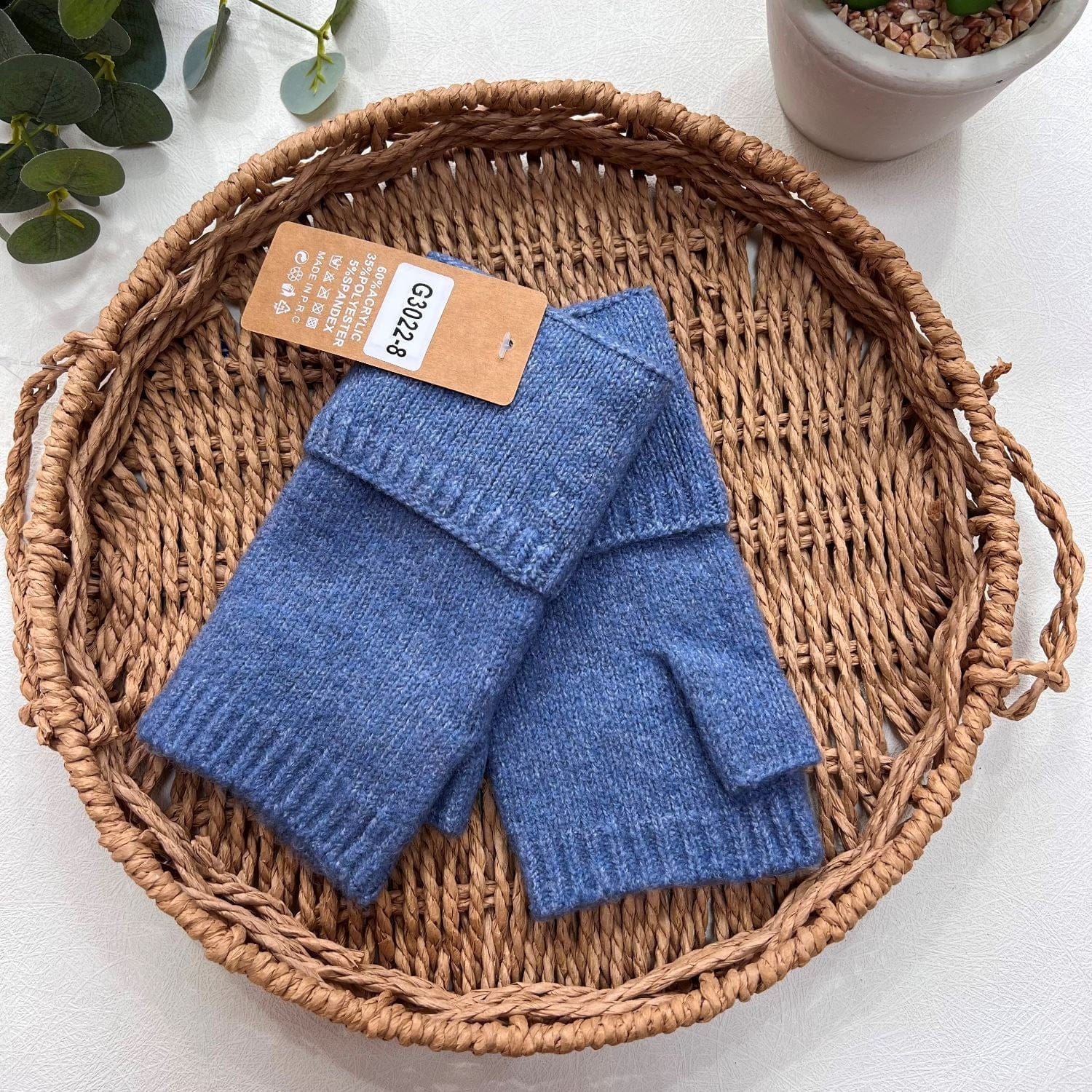 luscious scarves GLOVES Denim blue Handwarmer Cuff Gloves , Fingerless