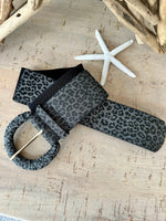 Load image into Gallery viewer, luscious scarves Grey animal print Elasticated Animal Print Belt
