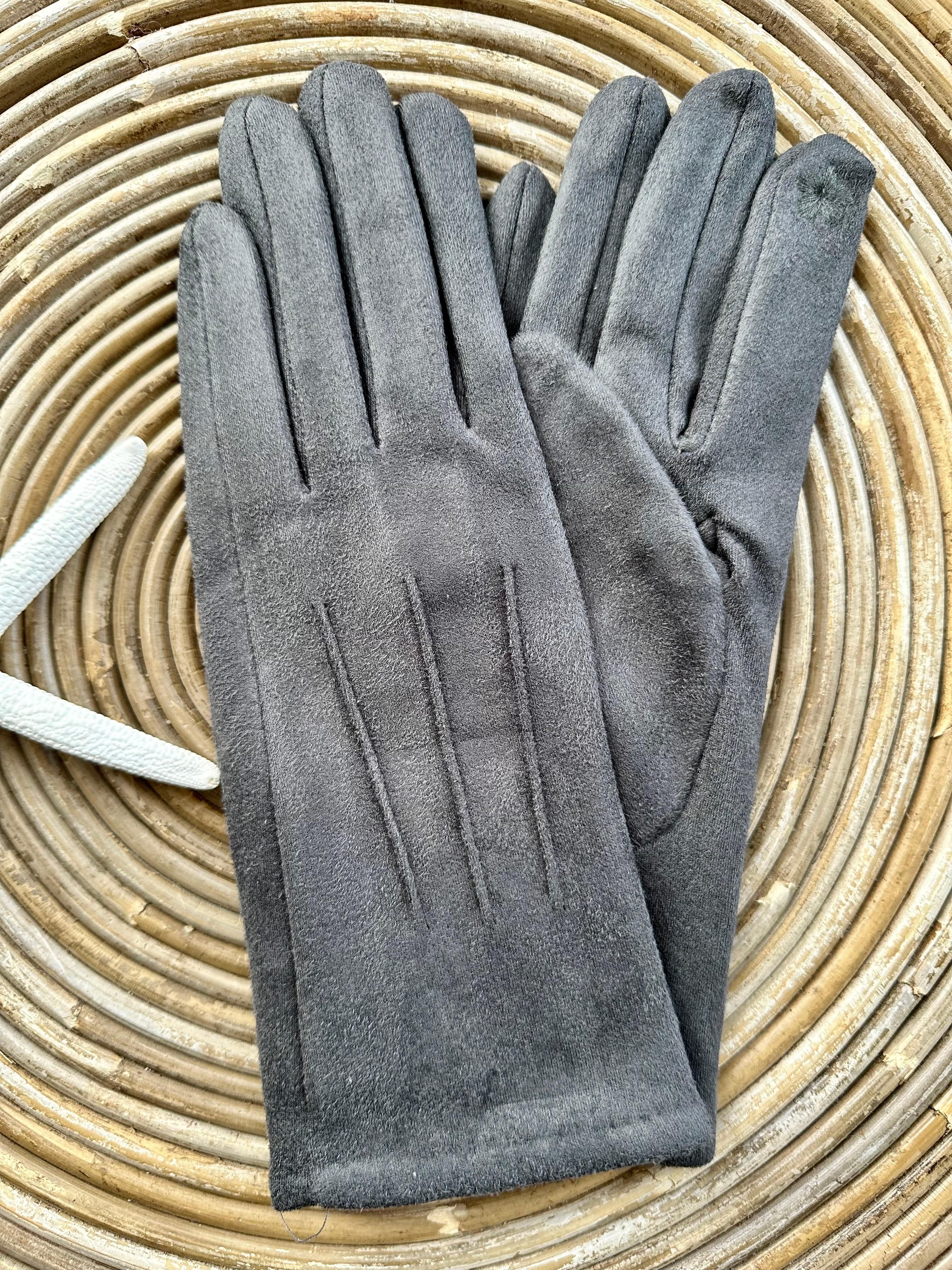 luscious scarves Grey Faux suede Ladies Gloves available in 8 Colours.