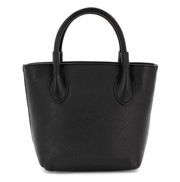 luscious scarves Handbag & Wallet Accessories Black Genuine Italian Leather Grab Bag / Small Tote.