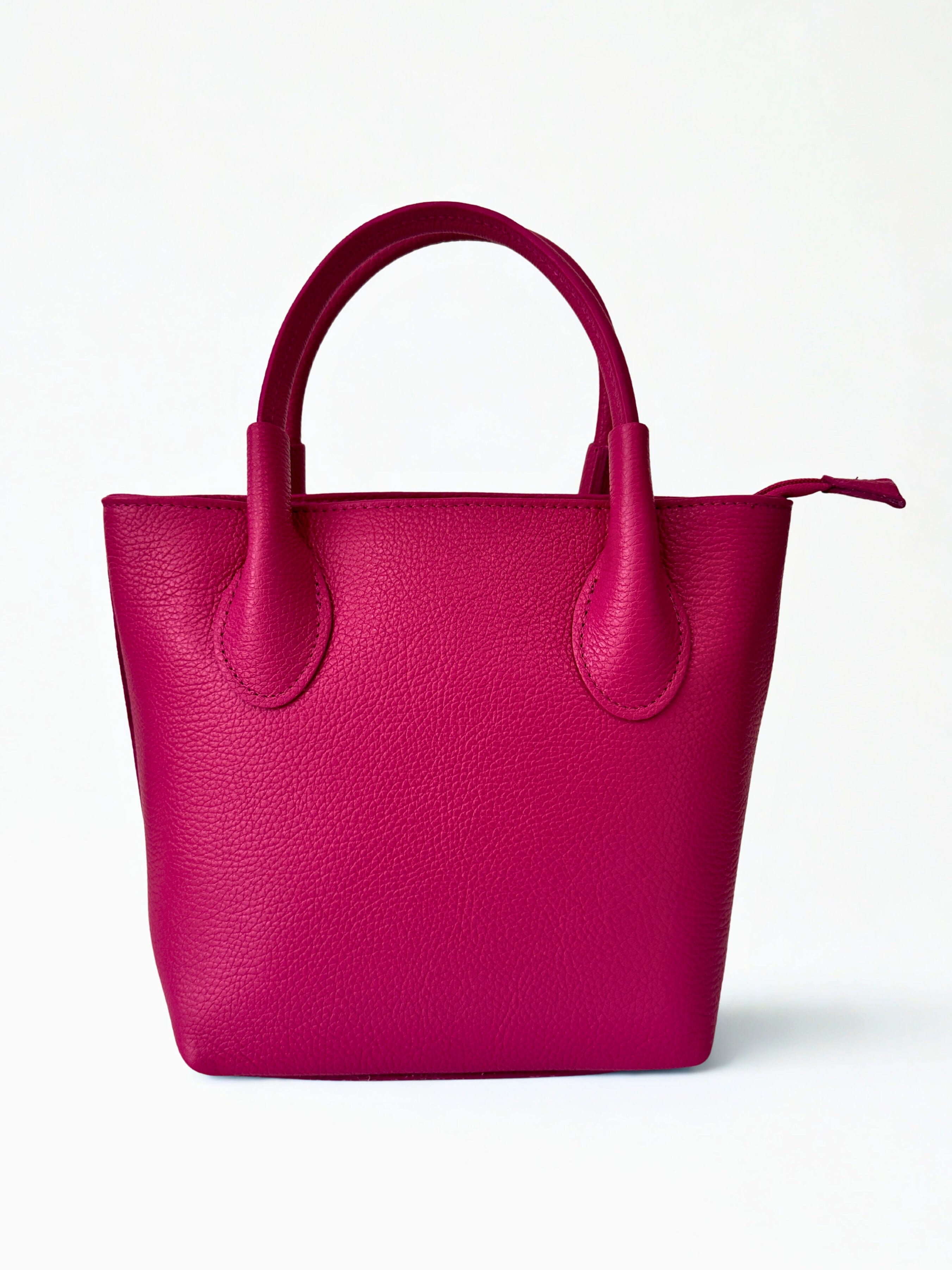 luscious scarves Handbag & Wallet Accessories Hot pink Genuine Italian Leather Grab Bag / Small Tote.