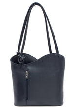 Load image into Gallery viewer, luscious scarves Handbag &amp; Wallet Accessories Navy Blue Genuine Italian Leather Convertible Handbag / Backpack
