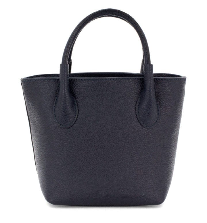 luscious scarves Handbag & Wallet Accessories Navy Blue Genuine Italian Leather Grab Bag / Small Tote.